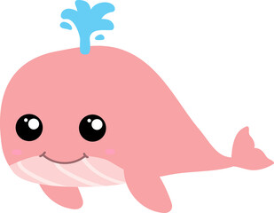 cute whale cartoon, sea animal