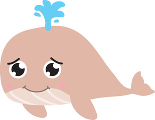 cute whale cartoon, sea animal