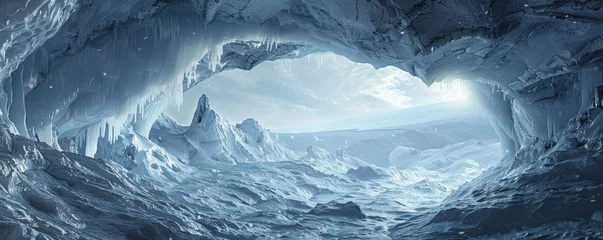 Foto op Canvas Ice cave with a view of the arctic seascape © iVGraphic