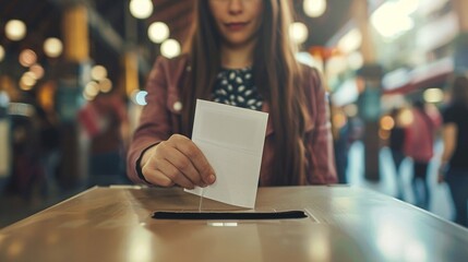 A woman casting a vote - obrazy, fototapety, plakaty