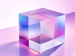 the abstract refracting purple cube