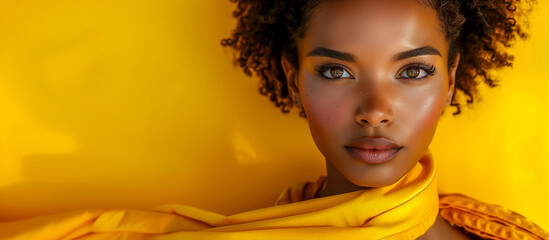 portrait of a black woman with yellow background