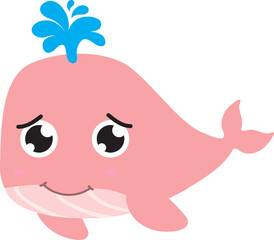 cute whale cartoon, sea animal