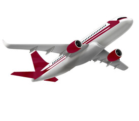 red and white airoplane flying