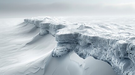 Frozen arctic landscape with snow and ice