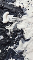 Abstract black and white fluid art