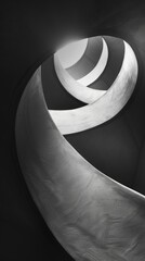 Abstract spiral staircase in black and white - obrazy, fototapety, plakaty