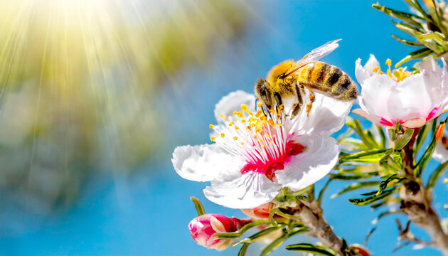 Honigbiene an der Manukablüte 