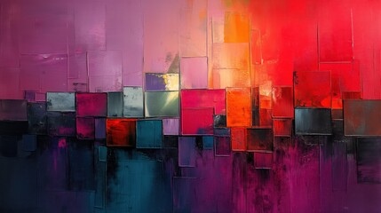 Sunset Mirage. A Vibrant Abstract Horizon in Pink and Blue Hues