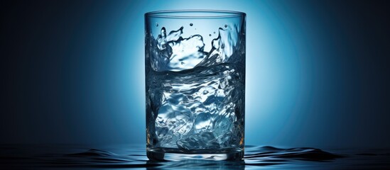 A simple glass containing water with several ice cubes floating in it