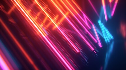 Abstract neon light streaks with a bokeh effect