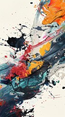 Abstract colorful paint splatters and strokes