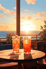 Foto op Plexiglas beautiful view sun rise wit moctail drink © BocchiArt