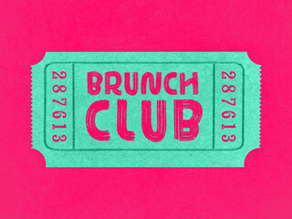 Quirky art print with a ticket to Brunch Club in bold colours - 764082396