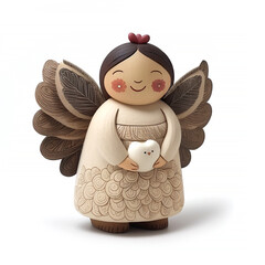 Cute wood angel with wings in soft colors, Easter