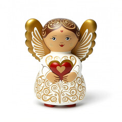 stylish baby angel wood figure in white dress - 764083558