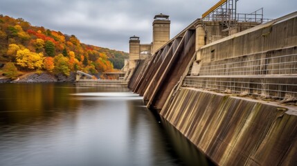 Top view of New Croton Dam, Croton-On-Hudson, Croton Gorge Park - obrazy, fototapety, plakaty