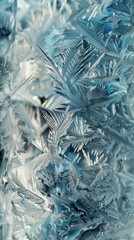 Intricate frost patterns on glass