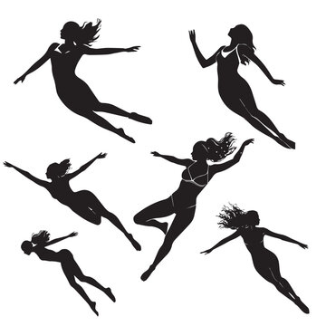 Woman swimming silhouette black on the white background vector image