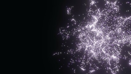 Whirlwind with chaos particles. Abstract water vortex. Explosion dynamic wave in space. Futuristic flow dots. Wormhole shimmering with dust. 3D rendering.