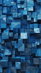 Abstract blue cubes pattern