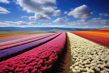 colourful field of tulips