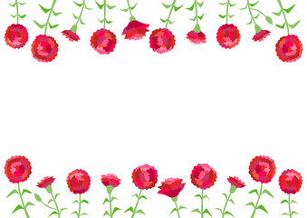 赤いカーネーションのフレームイラスト
