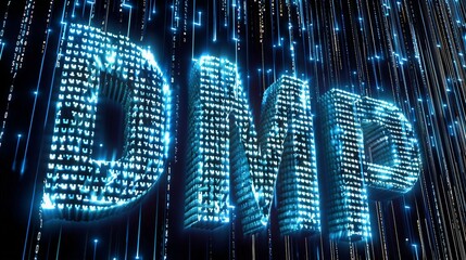 matrix binary code forms the acronym DMP , symbolizing the concept of Data Management Platform.
 - obrazy, fototapety, plakaty