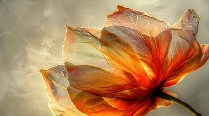Translucent flower with sunlight radiating through petals