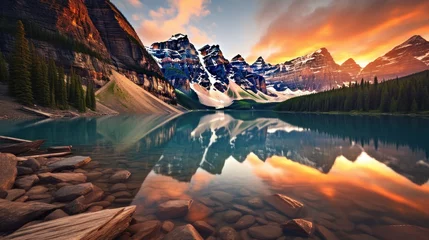 Wandcirkels plexiglas Moraine Lake Sunrise Colorful Landscape, © muza