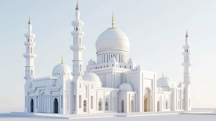 Fototapeta na wymiar 3d realistic mosque, blender, isolated white background, generative ai