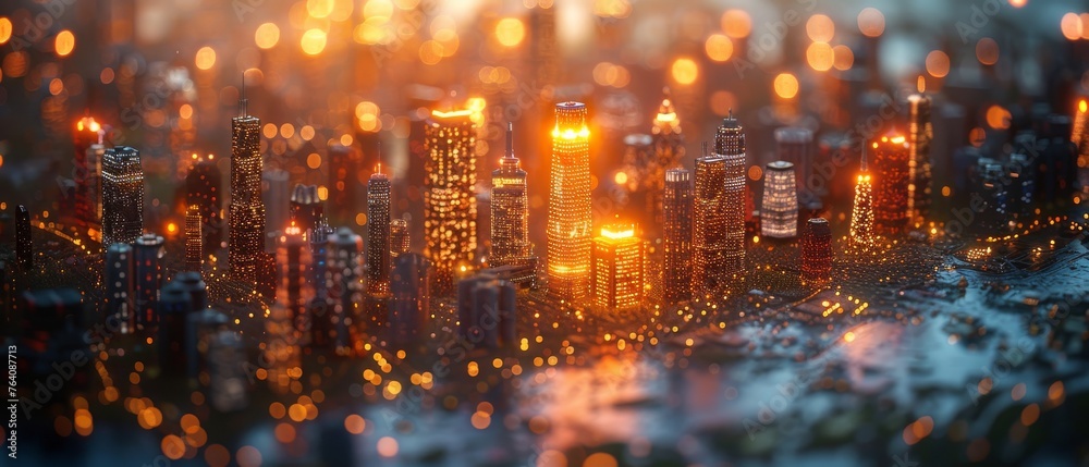 Poster internet of things, smart city, wireless communication network, abstract image visual