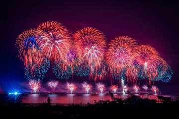 A 30 minutes' Fireworks for celebration of Double Tenth National Day at the habour of Hualien in eastern Taiwan.