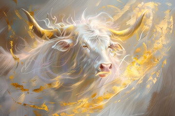 white bull with golden horns