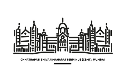 Chhatrapati Shivaji Maharaj Terminus Illustration icon. CSMT Icon.