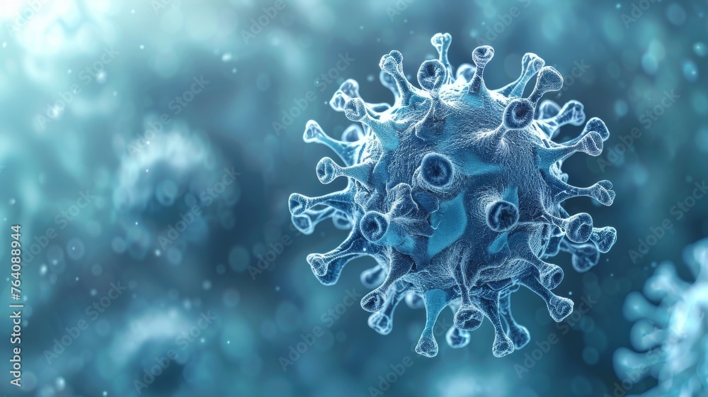 Poster a modern of coronavirus 2019-ncov or virus pattern on a blue background. a polygonal model of covid-