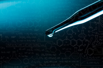 Macro science background,macro science experiment background,Laboratory research, dropping liquid to test tube. Test tube containing chemical liquid in laboratory, 