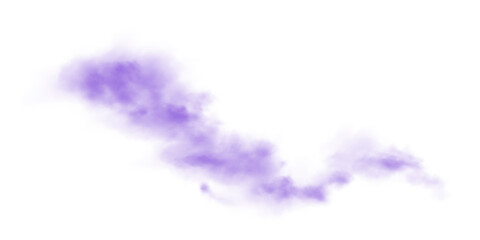 Purple smog clouds on floor. Fog or smoke. Isolated transparent special effect. Morning fog over land or water surface. Magic haze. PNG.
