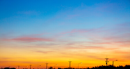 Morning clouds and sky,Panorama sunset sky and cloud background,Orange sky and clouds...