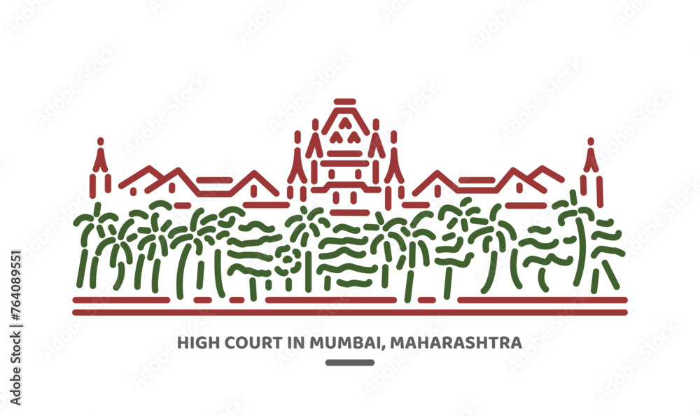 Wall mural High Court of Maharashtra Mumbai Building illustration