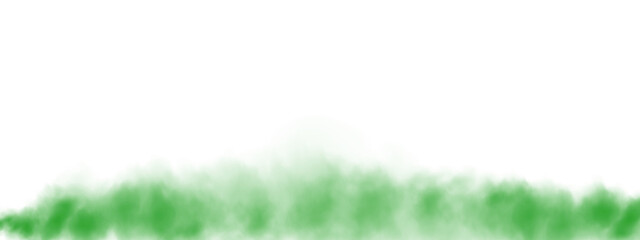 Green smog clouds on floor. Fog or smoke. Isolated transparent special effect. Morning fog over land or water surface. Magic haze. PNG.
