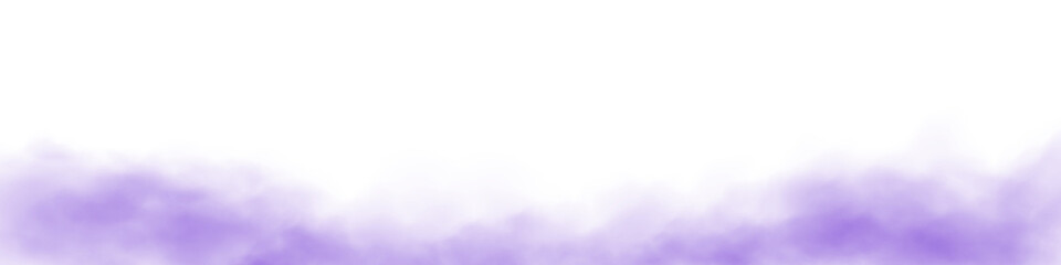 Purple smog clouds on floor. Fog or smoke. Isolated transparent special effect. Morning fog over land or water surface. Magic haze. PNG.

