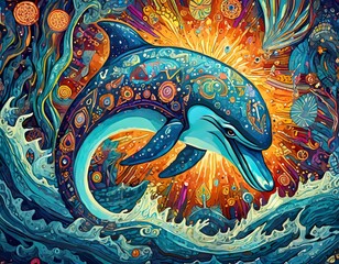 Fototapeta premium spirit animal shamanism, personal companion, animal form, faithful companion, dolphin