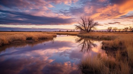 A creek crosses the prairie at Maxwell National Wildlife Refuge in New Mexico