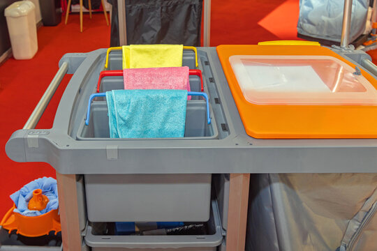 Microfiber Cloths With Buckets at Janitors Trolley Cart Cleaning Equipment