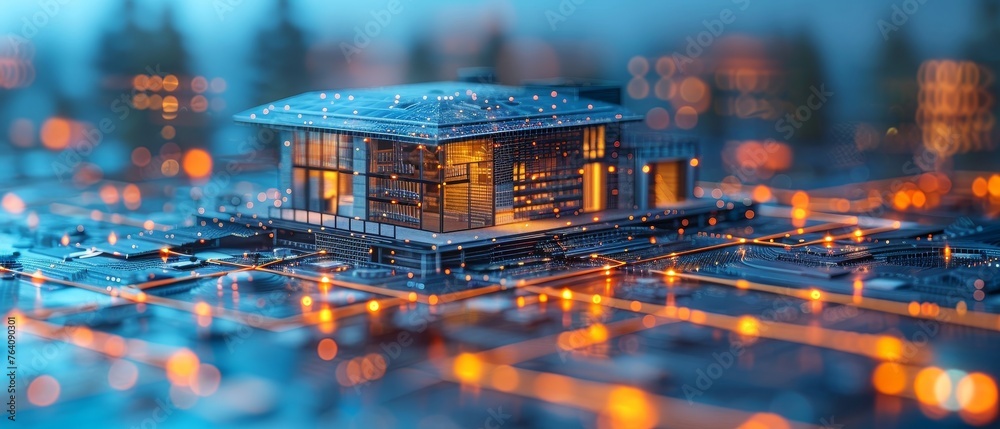 Poster Hardware and software development of smart buildings. 3D design of smart houses, engineering communication. IoT phone controls. IOT system for smart buildings.