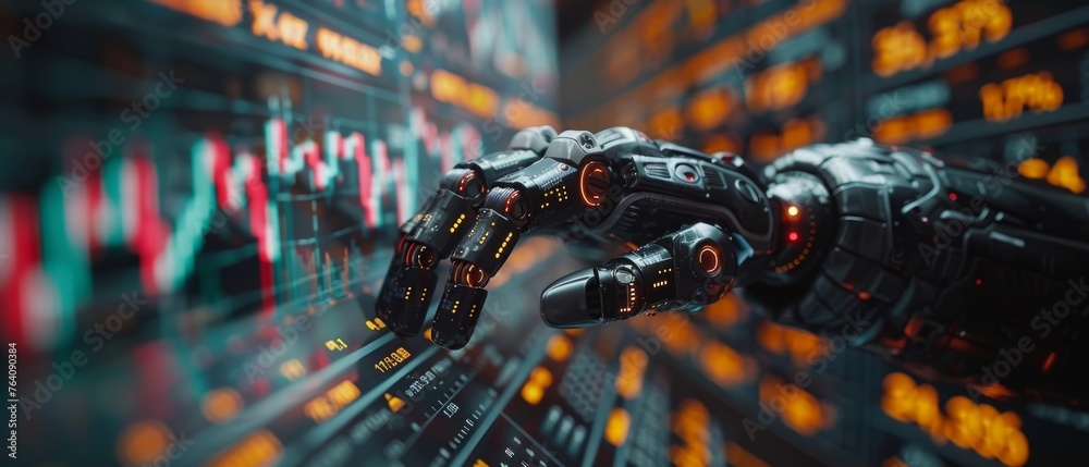 Aufkleber ai chatbot helps traders analyze financial business data. robot for automation trading on funds stoc