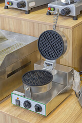 Waffle Iron Maker Machine Professional Equipment in Fast Food Kitchen