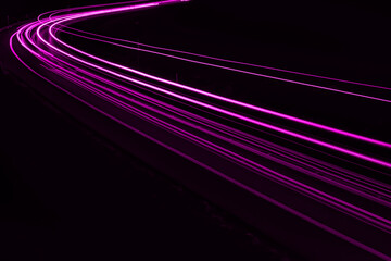 violet car lights at night. long exposure