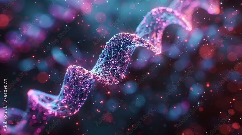 Aufkleber DNA molecule helix abstract design. Low poly style design. Geometric background Wireframe light graphic connection structure .